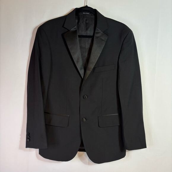 Pronto Uomo 2 Button Black Tuxedo Jacket with Satin Notch Lapels C1